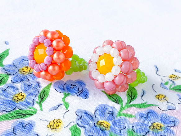 お花のレトロころりんリング（ガーベラオレンジ） 4枚目の画像