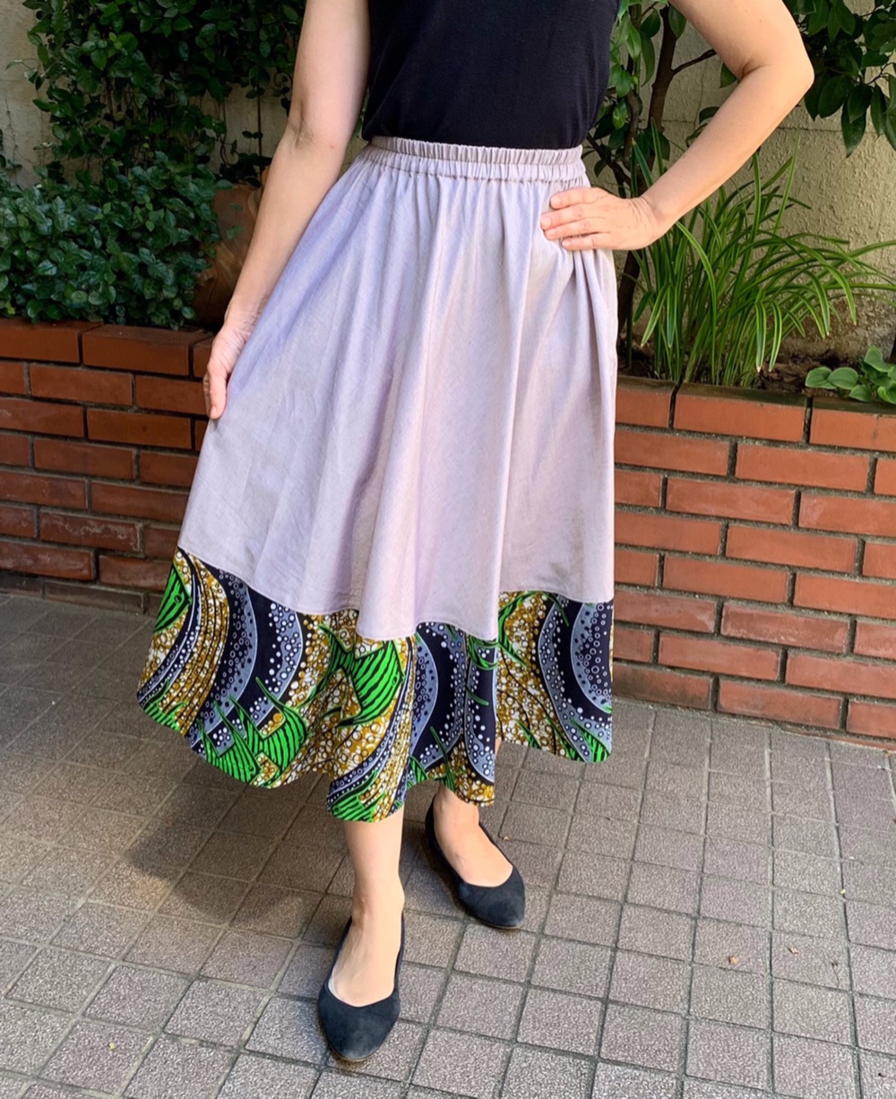 ＊アフリカ布＋綿麻　フレアスカート