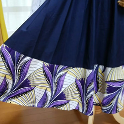 アフリカ布＋綿麻　フレアスカート 3枚目の画像
