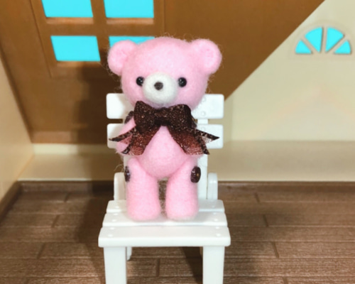 【美品】moppel 羊毛フェルトぬいぐるみ テディベア ハンドメンド ハンドメイドリアルテディベア風クマあみぐるみ羊毛フェルト一部使用