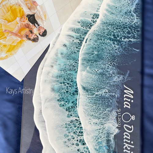 オーシャンレジンアート海No.22【A1パネル】 レジンアート【波の