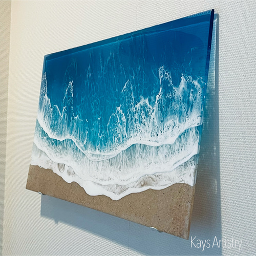 ラストセール❣️アートパネル　レジンアート　波レジン レジンアート【波のクリアパネル】大判32cm×54cm 受注制作 ウォール