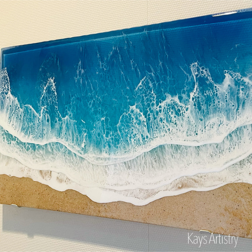 レジンアート【波のクリアパネル】大判32cm×54cm 受注制作 ウォール