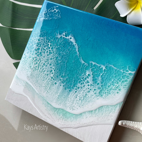 レジンアート エメラルドグリーン 52.2×27 エメラルドグリーンのレジン