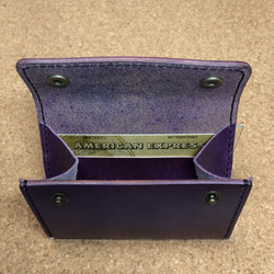 「革の宝石 ルガトー」総手縫 コインケース レザー パープル 紫 2枚目の画像