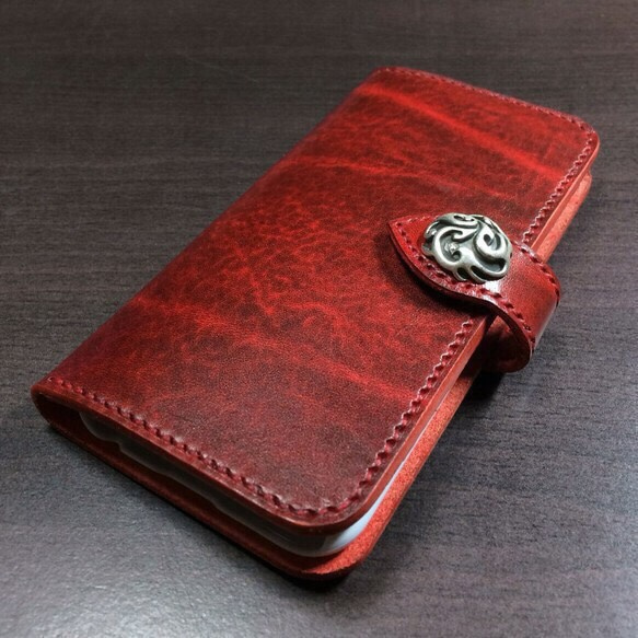 “皮革飾品Rugato”iPhone6​​ / 6S case，紅色925純銀皮套 第1張的照片