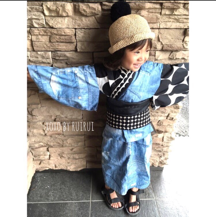 デニム生地フリル浴衣 デニム生地フリル浴衣