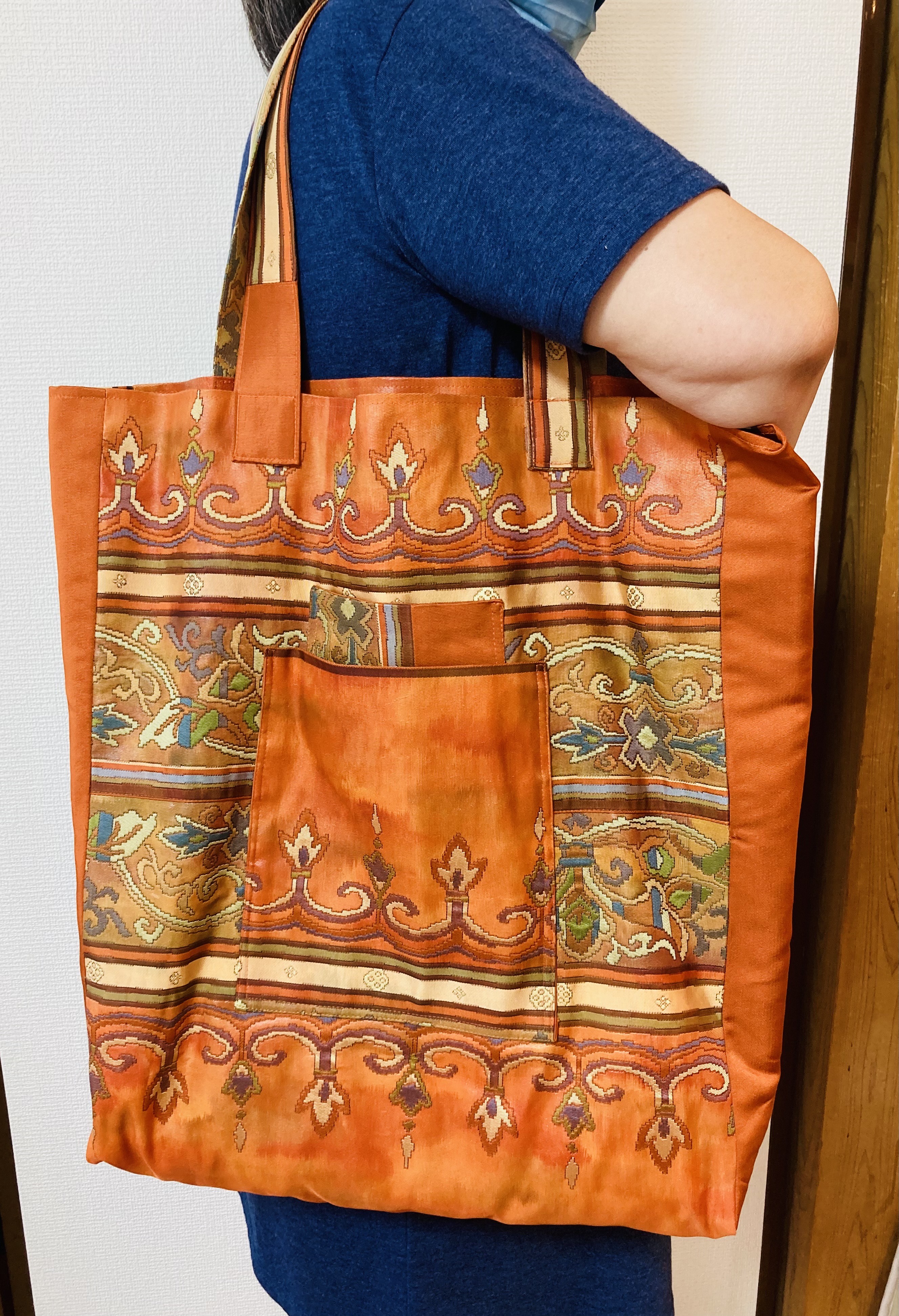 帯からリメイク、大きなバッグ！