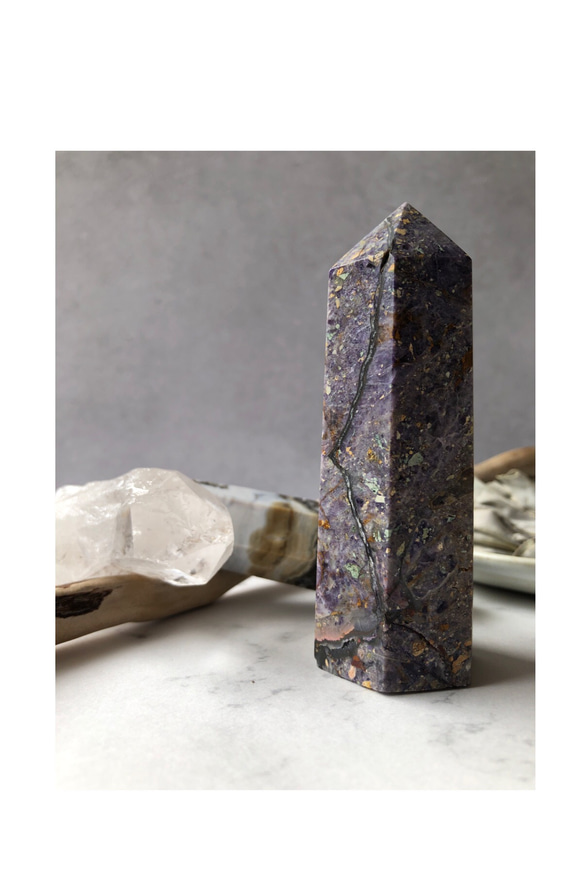 【1点もの】オパライズド・フローライト　六角柱/opalized fluorite point 2枚目の画像