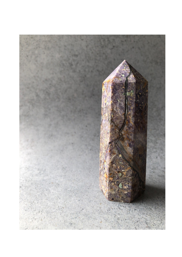 【1点もの】オパライズド・フローライト　六角柱/opalized fluorite point 4枚目の画像