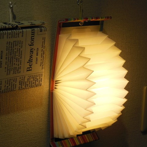 蛇腹式LEDブックライト木製表紙