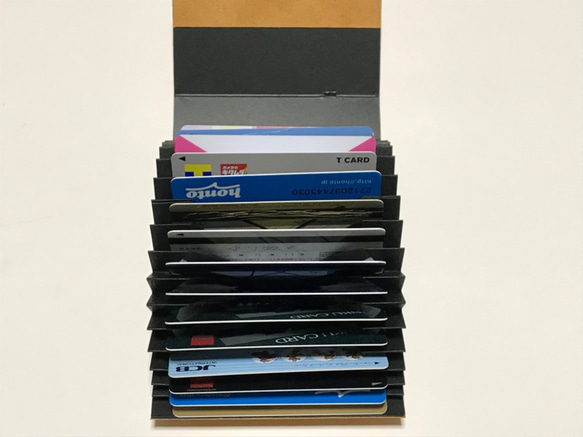 蛇腹型カードケース／JAVA-CARD-CACE20／スエード　ライトブラウン 3枚目の画像