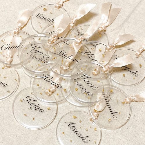 レジン 席札 ネームタグ キーホルダー ウエディング 金箔 その他