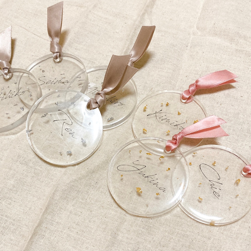 レジン 席札 ネームタグ キーホルダー ウエディング 金箔 その他 