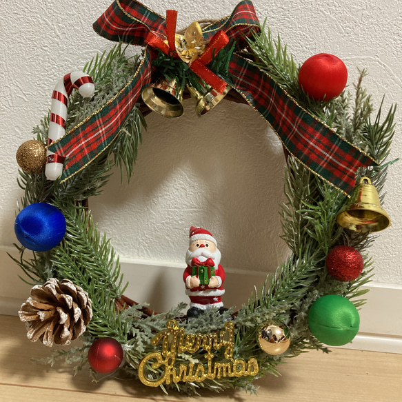 handmade】クリスマスリース フラワーリース サンタクロース リース は  