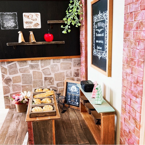 ドールハウス ミニチュア パン屋さん ブライス リカちゃん 背景撮影