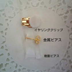 【259】ミンクファーのイヤリング☆オフホワイト 2枚目の画像