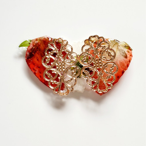 ヘアクリップに変更可能【499】ノースポールといちごのポニーフック  