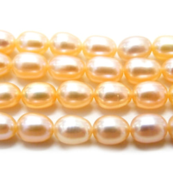 【AFP】　淡水本真珠　染パールビーズ　6-7mm　ライス型　全３色　ピンクオレンジ　１連約39㎝　77-r67po 3枚目の画像
