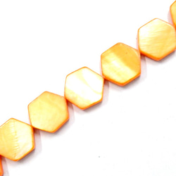【AFP】 シエルビーズ　六角形 　オレンジ　１連約40cm　shell-65o 1枚目の画像