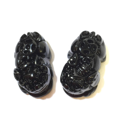 hq-1k 貔貅（ヒキュウ） 黒曜石 彫刻ペアセット お守り 天然石 【AFP