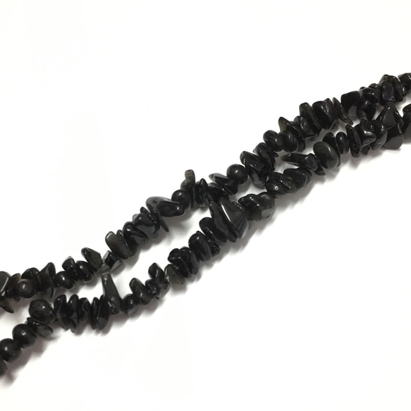 saza-35k Obsidian Sazare 約 3-5 毫米 1 站 約 85 厘米 天然石 [法新社] 第2張的照片
