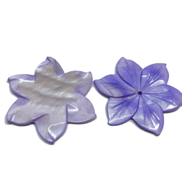貝殼珠子花朵圖案無孔花型紫色2件[法新社]貝殼-75p 第1張的照片