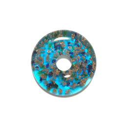 ガラスペンダントトップ　ドーナツ型　ライトブルー　ベネチアンガラス風　vene-68lb 【AFP】 1枚目の画像