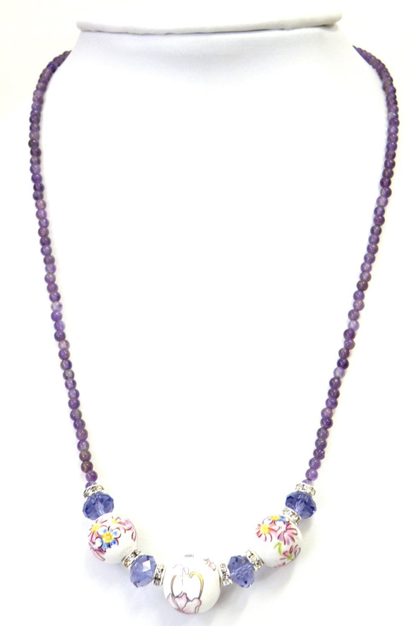 陶器珠和紫水晶項鍊設計手工試劑盒[AFP] kne3-130730a 第7張的照片