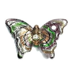vene-73p　パープル　バタフライ型　蝶　1個　ベネチアンガラス風　ペンダントトップ 【AFP】 1枚目の画像