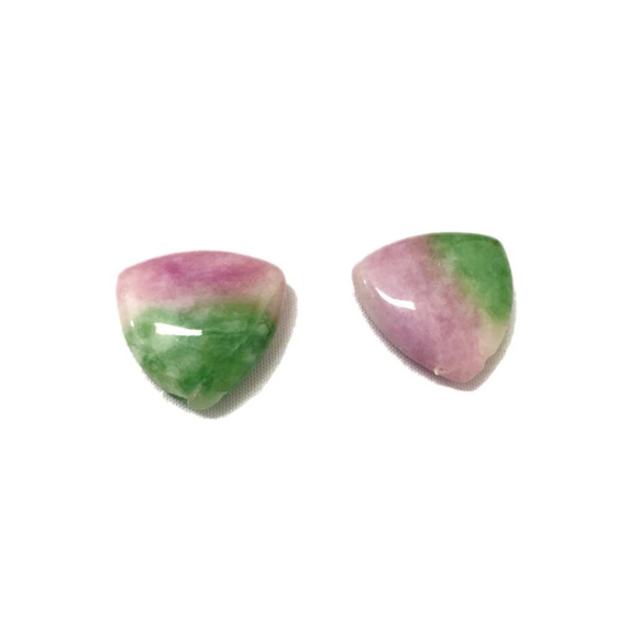3個天然石材三角形20毫米染色珠綠色＆的紫40 t20gp [AFP] 第1張的照片