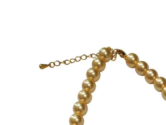 【法新社】大型10毫米貝殼珍珠項鍊單一尺寸40厘米黃色凱伊10-40y 第3張的照片