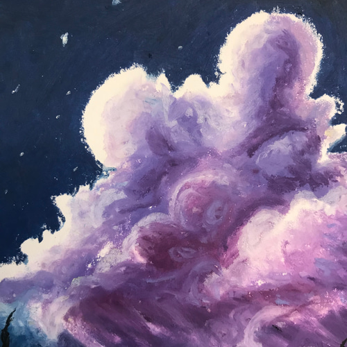 紫のマシュマロ-パステル画オイルパステル画 絵画 tiva_illust