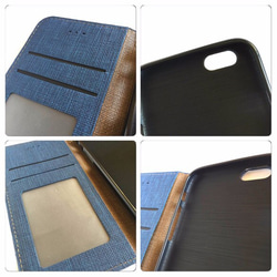 再販☆手帳型iPhone 6 6s ケース  レトロカラー ブルー 4枚目の画像