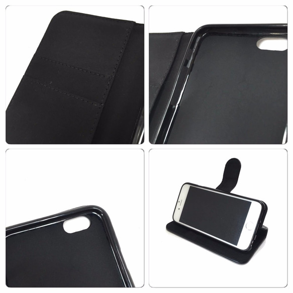 手帳式iPhone6​​ 6S case，人字布黑珠寶 第4張的照片