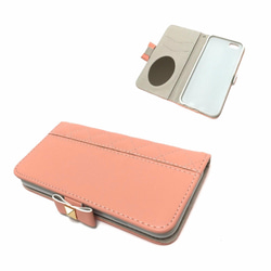 手帳式iPhone6​​ 6S case 淡粉色 絲帶魅力鏡 第1張的照片