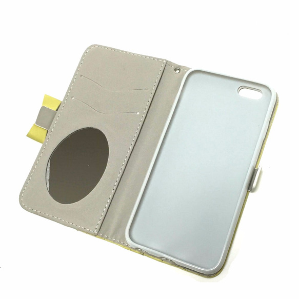 手帳式iPhone6​​ 6S case 柔和的黃色絲帶 鏡面的魅力 第2張的照片