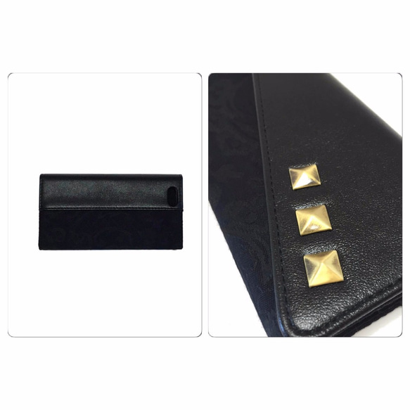 iphone6​​ 6S case，手帳式鑲嵌黑色佩斯利 第3張的照片