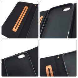 iphone6 6s ケース 手帳型 スタッズ ペイズリー柄 ブラック 4枚目の画像