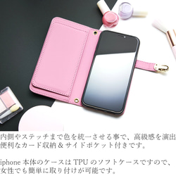 手帳式iPhone有大鏡子5 5S SE 6 6S 6plus 6splus case 黑色×粉紅 第3張的照片