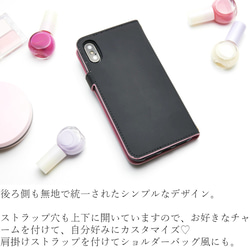 手帳式iPhone有大鏡子5 5S SE 6 6S 6plus 6splus case 黑色×粉紅 第5張的照片