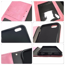 手帳式iPhone 5 5S SE 6 6S 6plus 6splus case粉紅色絎縫 第4張的照片
