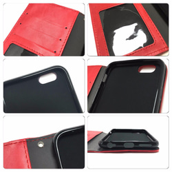 手帳式iPhone 5 5S SE 6 6S 6plus 6splus情況絎縫紅 第4張的照片