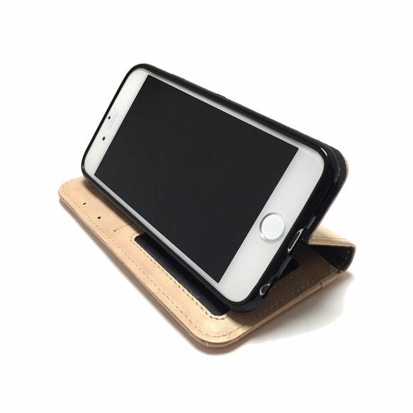 手帳式iPhone 5 5S SE 6 6S 6plus 6splus case米色絎縫 第5張的照片