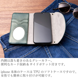 iphone ケース 手帳型 スタッズ iphoneXR iphone8 7 ミラー付 スマホケース おしゃれ かわいい 4枚目の画像