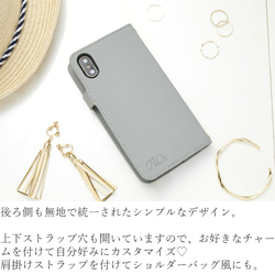 手帳型iphoneXＲ iphone8 iphoneXs スマホケース ミラー付 大人可愛い シック モダン グレー 6枚目の画像