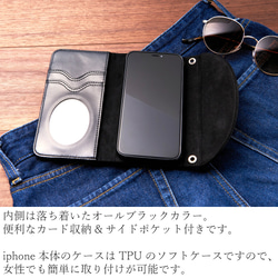 iphone 11 ケース 手帳型 ミラー付き iphone 11pro カバー スタッズ 8 XR かわいい おしゃれ 4枚目の画像