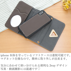 お財布付き iphone 11 ケース 手帳型 ミラー付き iphone11 pro カバー XR ショルダー シンプル 3枚目の画像