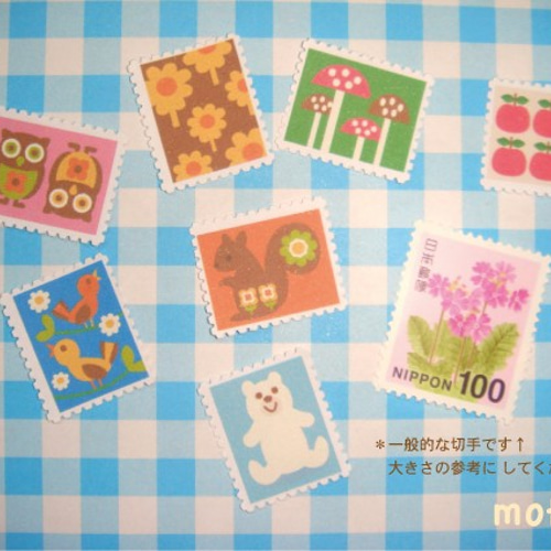 大人かわいい北欧風＊小さな切手風シール100枚セット シール