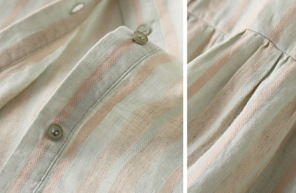 リネンドレスレディース春服アートファンシンプルな長袖ルーズで薄い綿とリネンのロングスカート 6枚目の画像